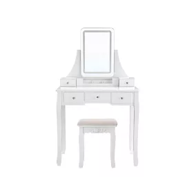   VASAGLE Elegáns LED Világítású Fésülködőasztal Fehér Kivitelben