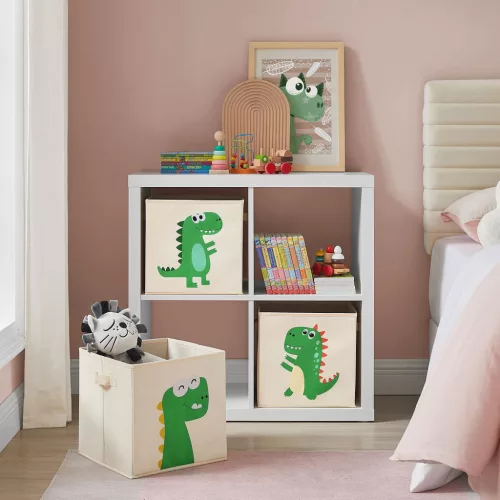 SONGMICS Dinoszauruszos Tárolódoboz Szett Bézs Gyerekszobába