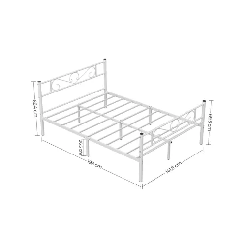 VASAGLE RMB063W01 fém ágykeret 140 x 190 cm matrachoz fehér