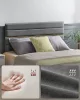 VASAGLE RMB504G01 Dupla Ágy Fém és Tömör Fa Állítható Kárpitozott Fejtámlával Palaszürke