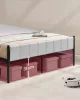 VASAGLE ágykeret 160 x 200 cm kárpitozott fejtámlával acél ágyrács 500 kg teherbírás galamb szürke