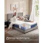   VASAGLE RMZ224QZ02 zsebrugós matrac gél memory foam réteggel 140 x 200 x 25 cm közepes keménység H3 7 zónás kék