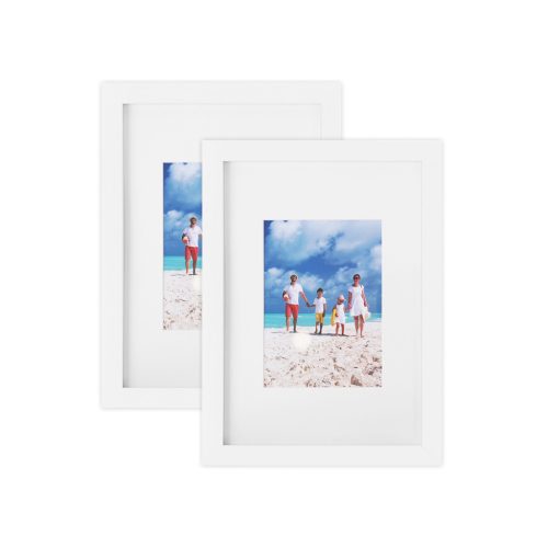 SONGMICS Fehér MDF Képkeret Szett A4 és 13x18 cm Méretben Üvegfronttal