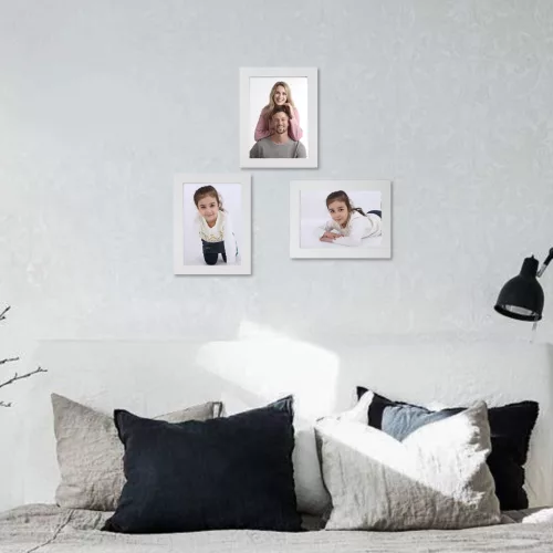 SONGMICS Elegáns Fehér Képkeret Szett 13x18 cm MDF Üvegfedéllel