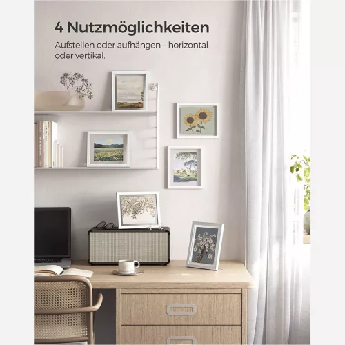 SONGMICS Lebegő Képkeret Szett Fehér MDF 3 db-os