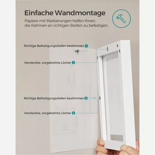 SONGMICS Lebegő Képkeret Szett Fehér MDF 3 db-os