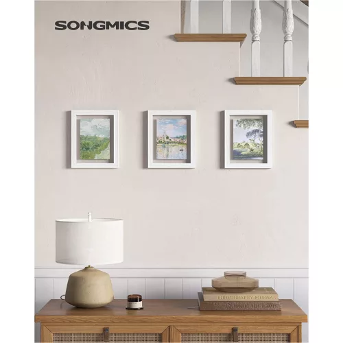 SONGMICS Lebegő Képkeret Szett Fehér MDF 3 db-os