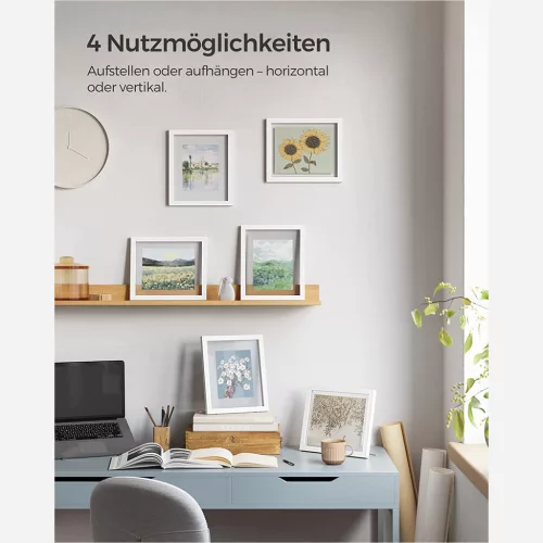 SONGMICS Lebegő Képkeret Szett Fehér MDF 3 db-os