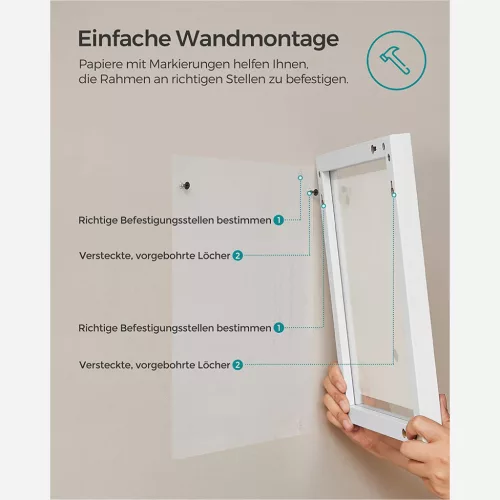SONGMICS Lebegő Képkeret Szett Fehér MDF 3 db-os