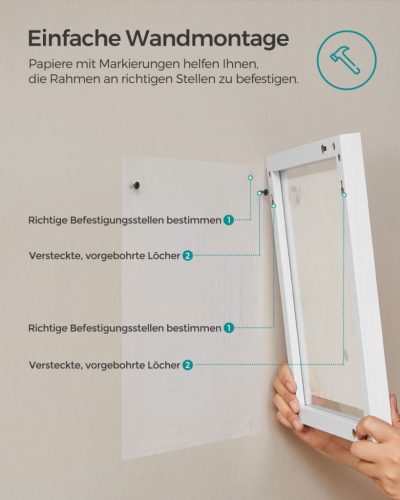 SONGMICS Dupla Üveges Fehér MDF Képkeret Szett