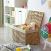 SONGMICS Rattan Hatású Tárolódoboz Fedéllel 65L Természetes