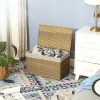 SONGMICS Rattan Hatású Tárolódoboz Fedéllel 65L Természetes