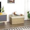 SONGMICS Rattan Hatású Tárolódoboz Fedéllel 65L Természetes