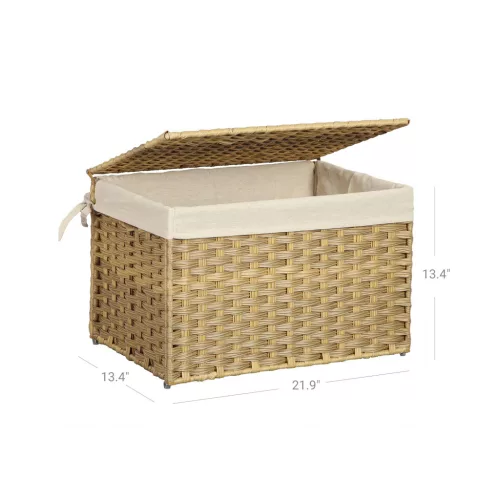 SONGMICS Rattan Hatású Tárolódoboz Fedéllel 65L Természetes