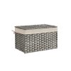 SONGMICS Rattan Hatású Tárolódoboz Szürke 65L Fedéllel és Béléssel
