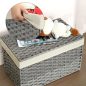SONGMICS Rattan Hatású Tárolódoboz Szürke 65L Fedéllel és Béléssel