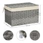 SONGMICS Rattan Hatású Tárolódoboz Szürke 65L Fedéllel és Béléssel