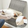 SONGMICS Rattan Hatású Tárolódoboz Szürke 65L Fedéllel és Béléssel