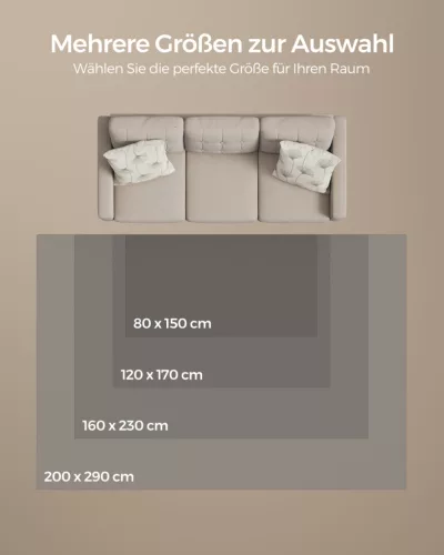 SONGMICS Szőnyeg 120 x 170 cm Csúszásmentes Poliészter Galamb Szürke