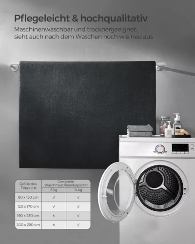 SONGMICS szőnyeg 120 x 170 cm csúszásmentes poliészter antracitszürke
