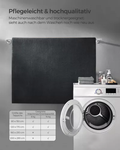 SONGMICS Modern Szőnyeg Csúszásmentes Poliészter Antracit 160 x 230 cm