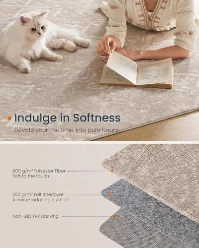 SONGMICS HOME Boho Stílusú Cappuccino Bézs Szőnyeg Csúszásmentes Alappal
