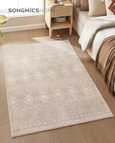 SONGMICS HOME szőnyeg 120 x 170 cm boho stílusú cappuccino bézs csúszásmentes mosható
