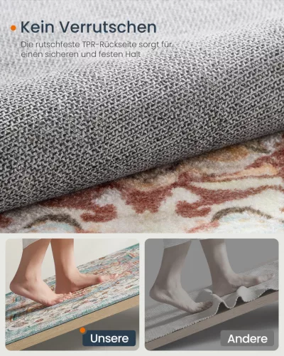 SONGMICS HOME Vintage Stílusú Türkiz Szőnyeg Csúszásmentes Alappal