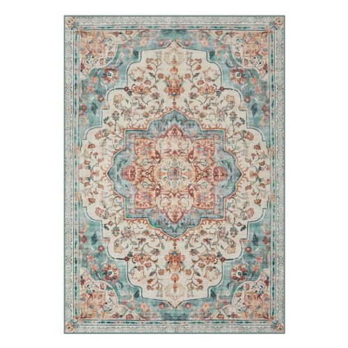 SONGMICS HOME Vintage Stílusú Szőnyeg Türkiz-Korall Mintázattal