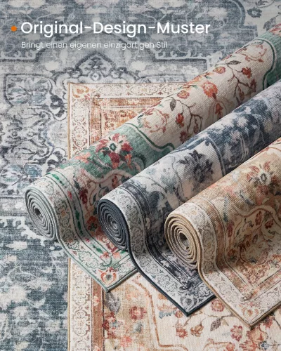 SONGMICS HOME Vintage Stílusú Szőnyeg Galambszürke Mosható Csúszásmentes 80 x 150 cm