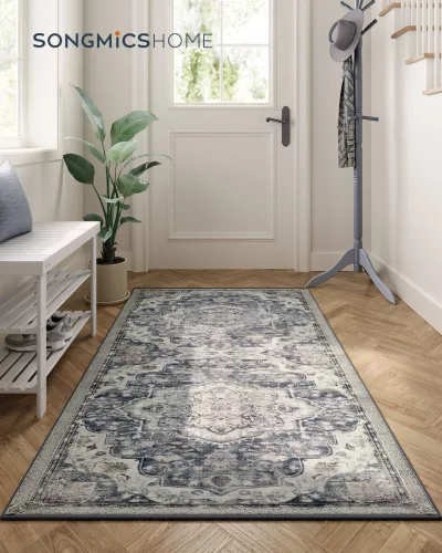 SONGMICS HOME Vintage Stílusú Szőnyeg Galambszürke Mosható Csúszásmentes 80 x 150 cm