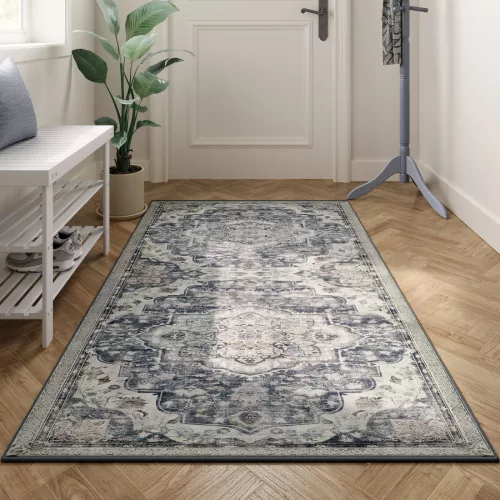 SONGMICS HOME Vintage Stílusú Szőnyeg Galambszürke Mosható Csúszásmentes 80 x 150 cm