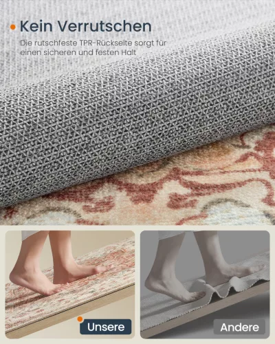 SONGMICS HOME Vintage Stílusú Cappuccino Bézs Szőnyeg Csúszásmentes Felülettel