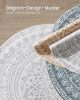 SONGMICS HOME Boho Kerek Szőnyeg Galambszürke Mandala Mintával