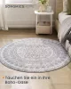 SONGMICS HOME Boho Kerek Szőnyeg Galambszürke Mandala Mintával