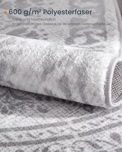 SONGMICS HOME Boho Kerek Szőnyeg Galambszürke Mandala Mintával