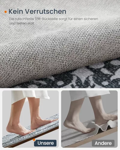 SONGMICS HOME Boho Kerek Szőnyeg Antracitszürke Mandala Mintázattal