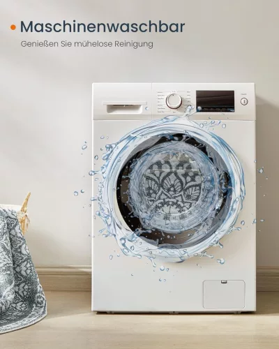 SONGMICS HOME Boho Kerek Szőnyeg Antracitszürke Mandala Mintázattal
