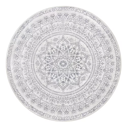 SONGMICS HOME Boho Kerek Szőnyeg Galambszürke Mandala Mintával