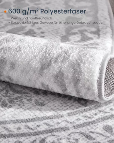 SONGMICS HOME Boho Kerek Szőnyeg Galambszürke Mandala Mintával