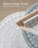 SONGMICS HOME Boho Kerek Szőnyeg Galambszürke Mandala Mintával