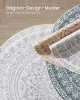 SONGMICS HOME Boho Kerek Szőnyeg Galambszürke Mandala Mintával