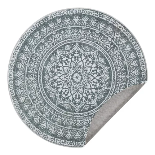 SONGMICS HOME Boho Kerek Szőnyeg Antracitszürke Mandala Mintázattal