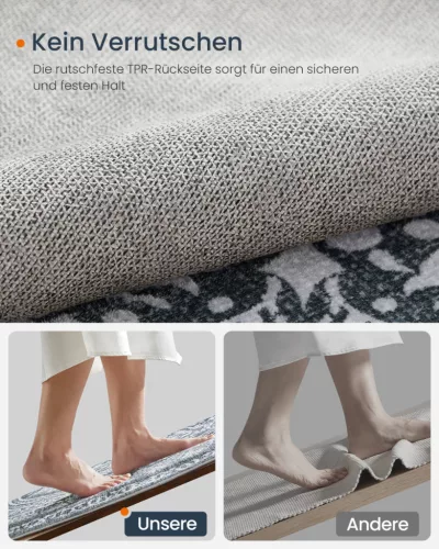 SONGMICS HOME Boho Kerek Szőnyeg Antracitszürke Mandala Mintázattal