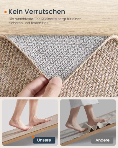 SONGMICS HOME szintetikus juta szőnyeg 80 x 200 cm csúszásmentes tevebarna