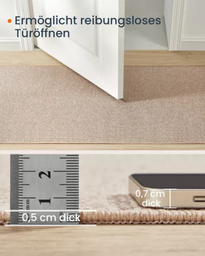 SONGMICS HOME szintetikus juta szőnyeg 80 x 200 cm csúszásmentes tevebarna