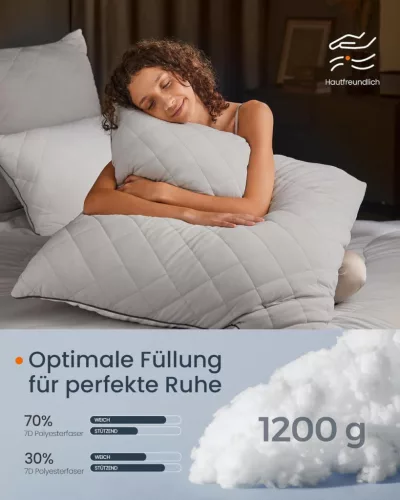 SONGMICS HOME Kétoldalas Párna Szett Galambszürke 80x80 cm Hűsítő-Meleg Kivitel