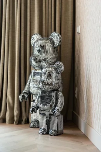 Richmond Bear S Fekete-Ezüst Mozaik Dekorációs Figura