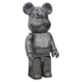 Richmond Bear L Designér Mackó Dekoráció Fekete-Ezüst Csillogó