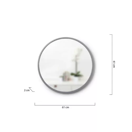 Umbra Hub Kerek Fali Tükör Gumi Szegéllyel Szürke 61cm